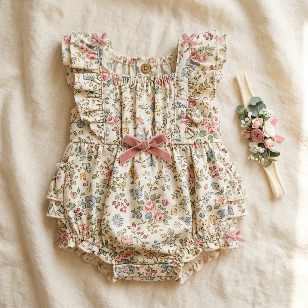 Romper Jardín de Flores con volantes y tirantes